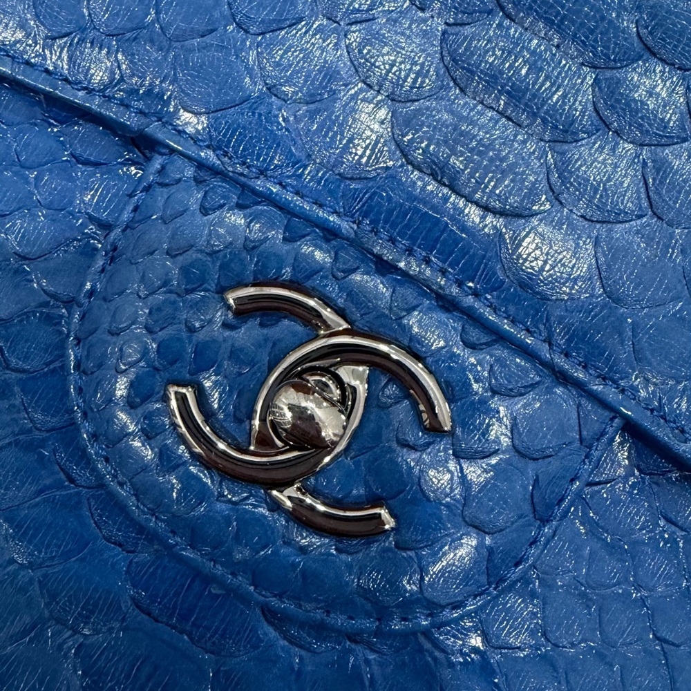 Excellent CHANEL Python Double Jumbo Flap - image 13